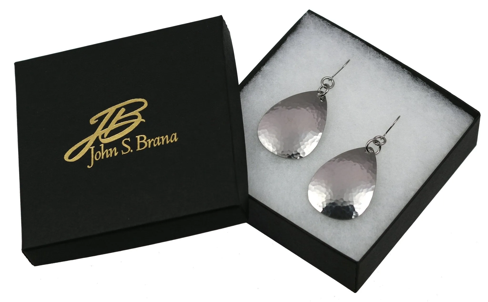 Medium Hammered Stainless Steel Teardrop Earrings