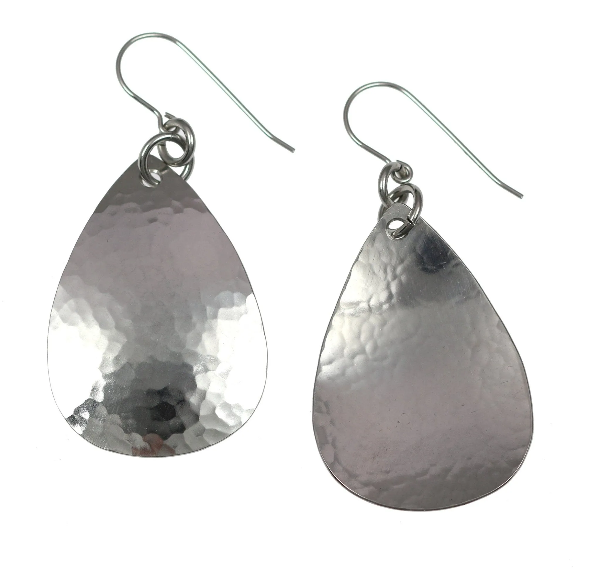 Medium Hammered Stainless Steel Teardrop Earrings
