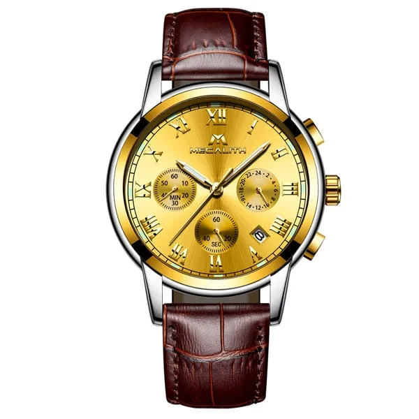 MEGALITH Luxury Luminous Watches Men Waterproof Stainless Steel Analogue Wrist Watch Chronograph Date Quartz Watch Montre Homme