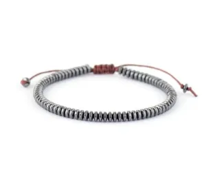 Men Bracelet Disc Shape Hematite Stone Cool