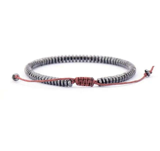Men Bracelet Disc Shape Hematite Stone Cool