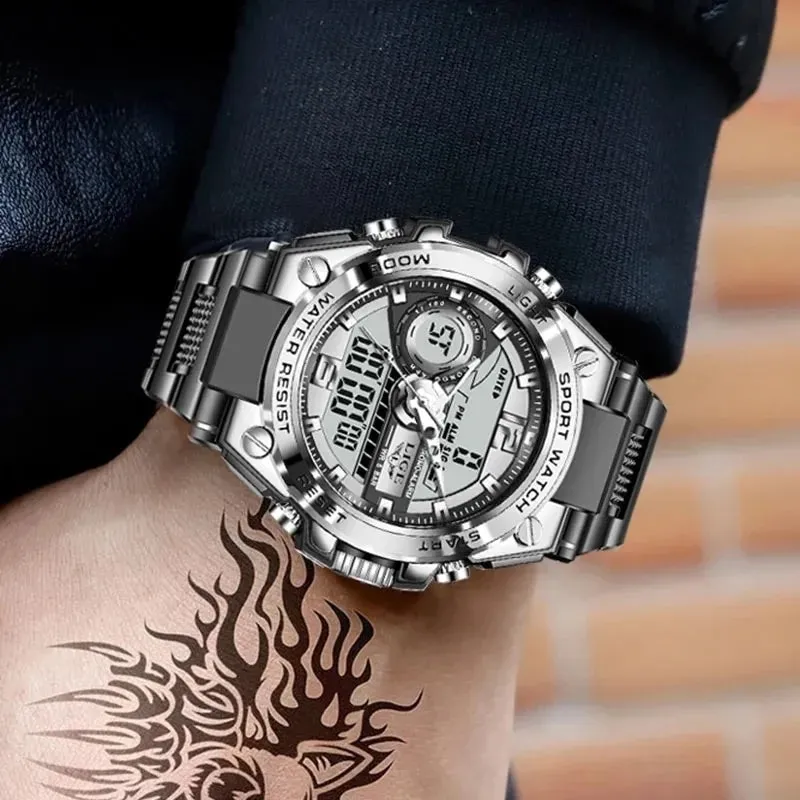 Men Military Watch Digital 50m Waterproof Wristwatch Led Quartz Clock Sport Watch Male Big Watches Men