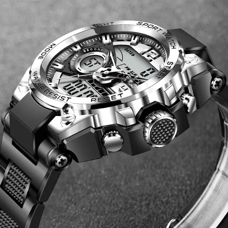 Men Military Watch Digital 50m Waterproof Wristwatch Led Quartz Clock Sport Watch Male Big Watches Men