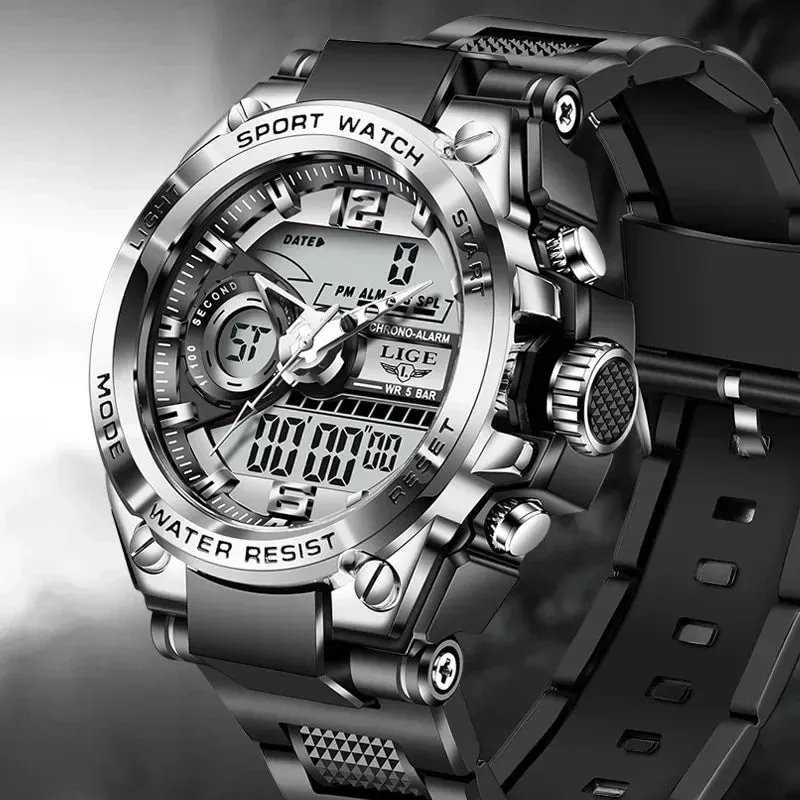 Men Military Watch Digital 50m Waterproof Wristwatch Led Quartz Clock Sport Watch Male Big Watches Men