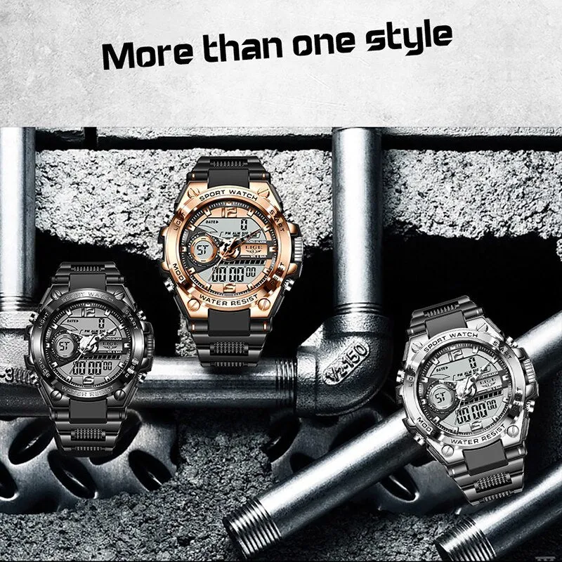 Men Military Watch Digital 50m Waterproof Wristwatch Led Quartz Clock Sport Watch Male Big Watches Men
