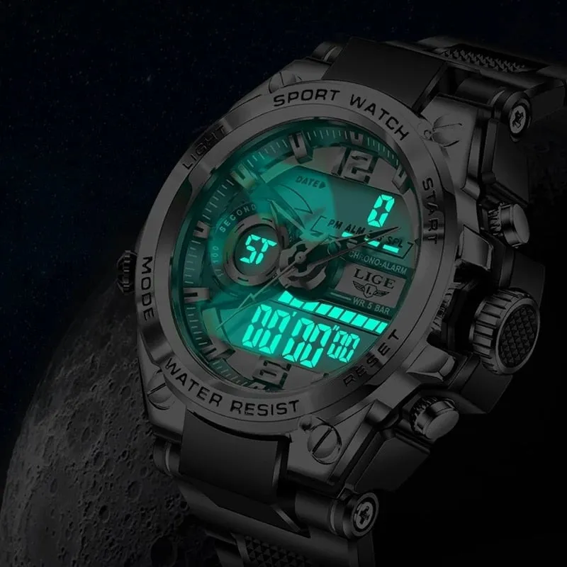 Men Military Watch Digital 50m Waterproof Wristwatch Led Quartz Clock Sport Watch Male Big Watches Men