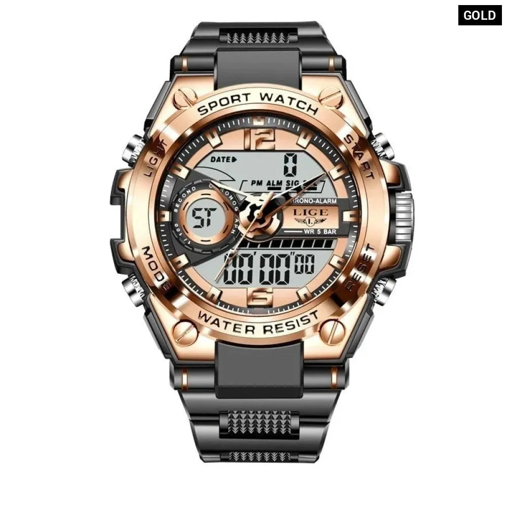 Men Military Watch Digital 50m Waterproof Wristwatch Led Quartz Clock Sport Watch Male Big Watches Men