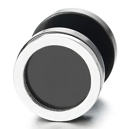 Men Women Circle Stud Earrings, Steel Cheater Fake Ear Plugs Gauges Illusion Tunnel