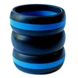 Men's 8mm Blue Line Combo Silicone Bands, Size 10 (91631)