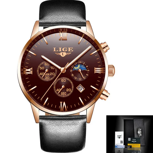 Men's Casual Mesh Steel Gold Waterproof Sport Watch