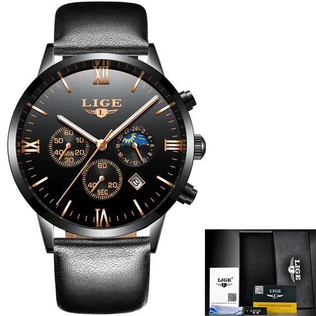 Men's Casual Mesh Steel Gold Waterproof Sport Watch
