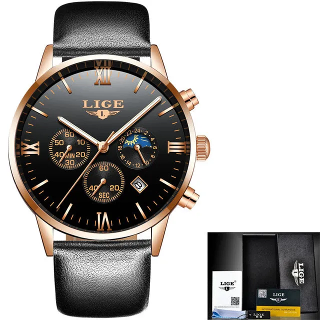 Men's Casual Mesh Steel Gold Waterproof Sport Watch