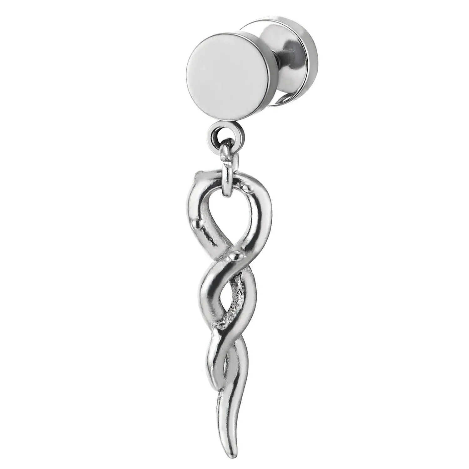 Mens Women Steel Fake Plugs Ear Cheater Gauges Piercing Earrings with Twisted Braid 2 pc