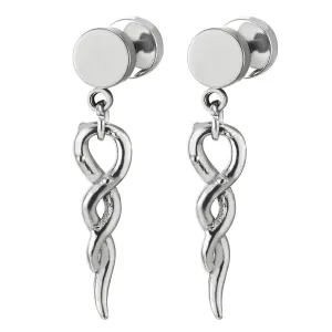 Mens Women Steel Fake Plugs Ear Cheater Gauges Piercing Earrings with Twisted Braid 2 pc