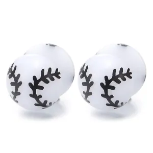 Mens Womens White Half Ball Dome Stud Earrings with Black Wheat, Steel Cheater Fake Ear Plugs Gauges