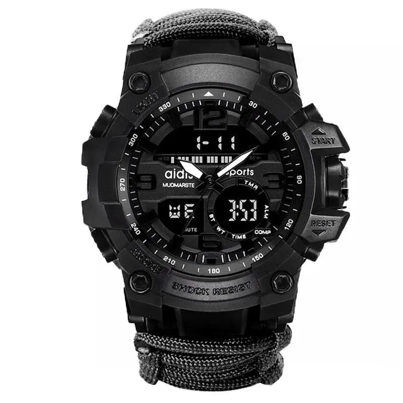 Military Survival  Men Watch With Compass/whistle /scraper/Waterproof 30M Outdoor Men Sports G Style -Shock Watch Relogio Masculino