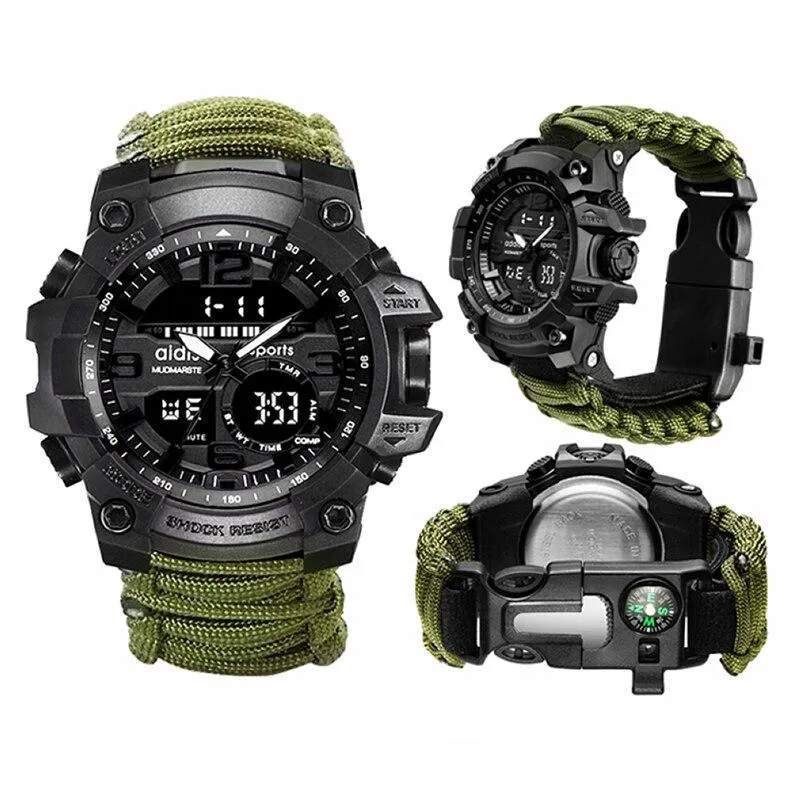Military Survival  Men Watch With Compass/whistle /scraper/Waterproof 30M Outdoor Men Sports G Style -Shock Watch Relogio Masculino