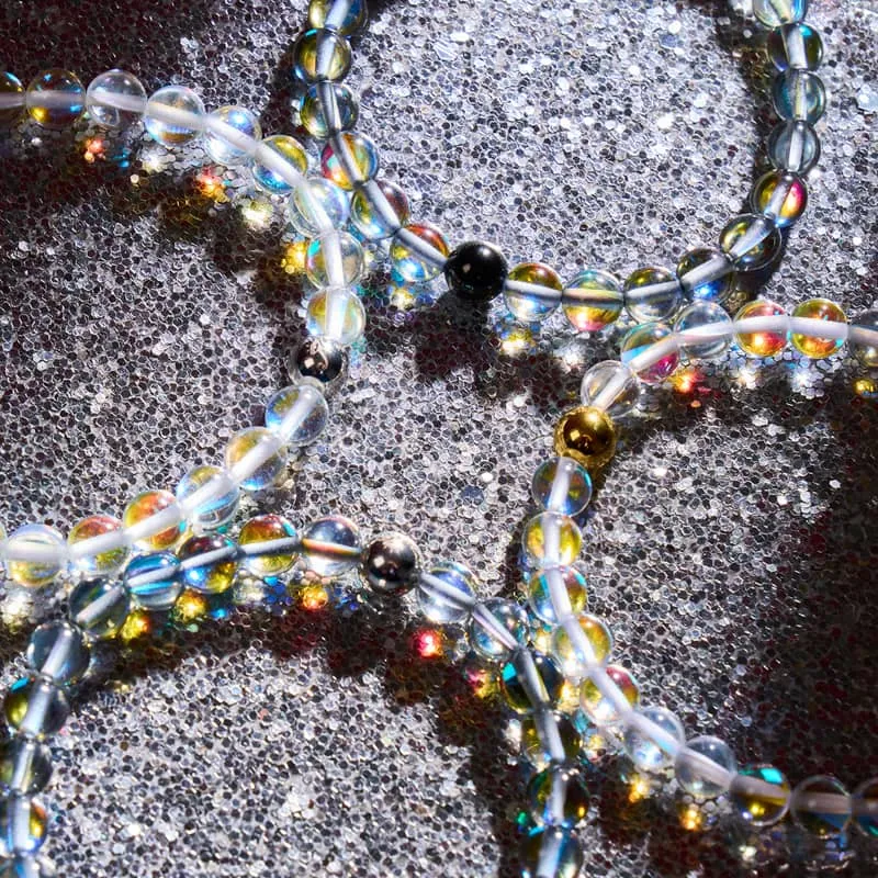 Milky Way | Gunmetal | Galaxy Glass Macrame Bead Bracelet