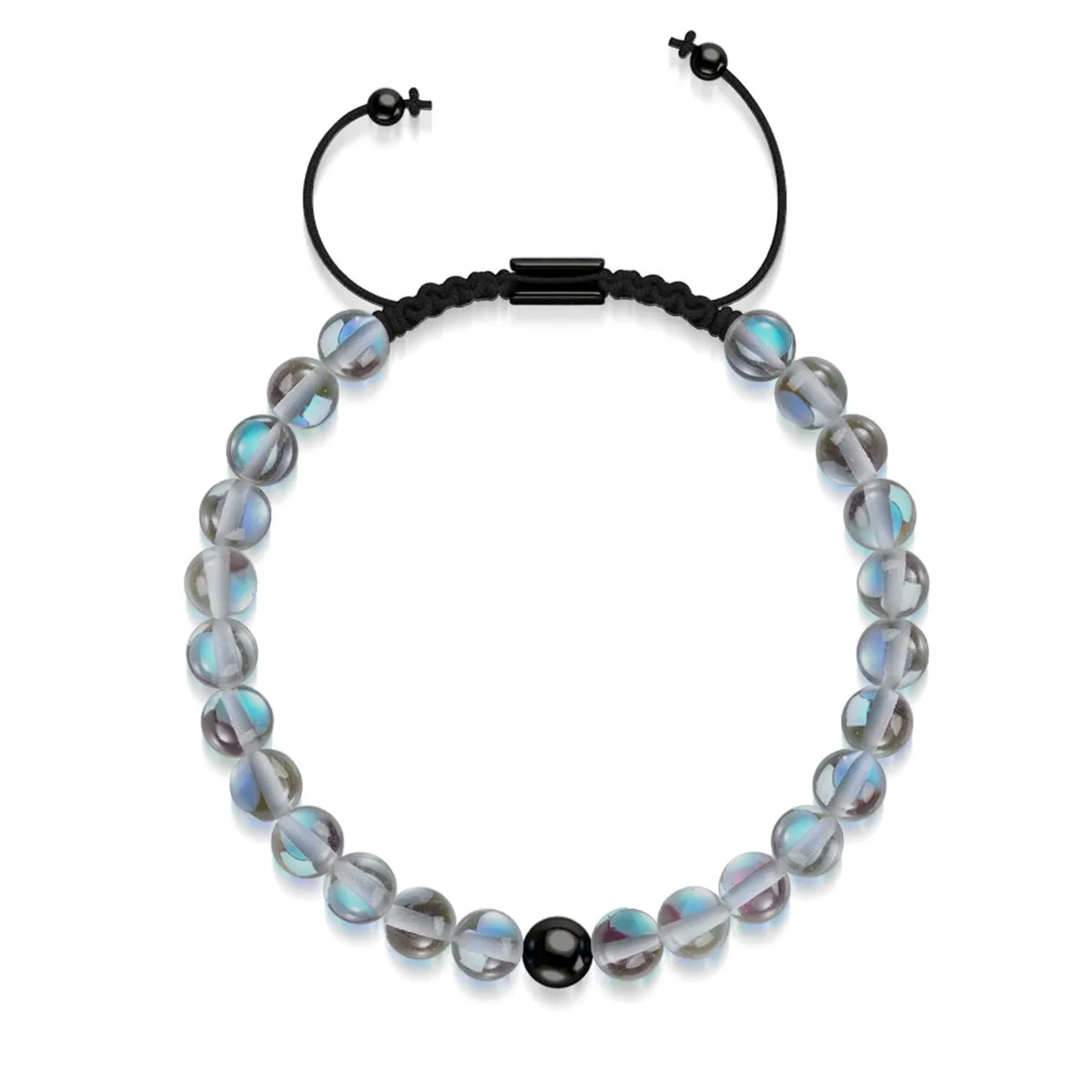 Milky Way | Gunmetal | Galaxy Glass Macrame Bead Bracelet