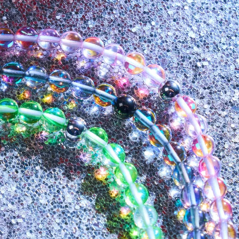 Milky Way | Gunmetal | Galaxy Glass Macrame Bead Bracelet