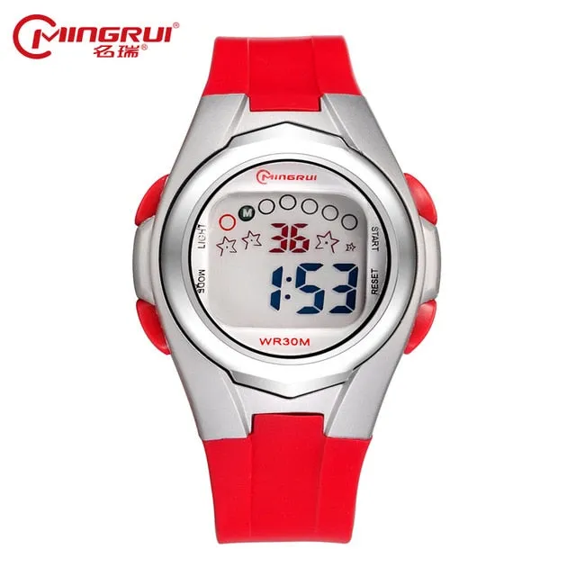 MINGRUI Wrist Watch Children Waterproof Silicone Digital Watch Alarm Luminous LED Sport Watches Students Girl Boy Hour Gift