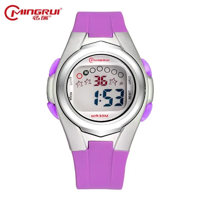 MINGRUI Wrist Watch Children Waterproof Silicone Digital Watch Alarm Luminous LED Sport Watches Students Girl Boy Hour Gift