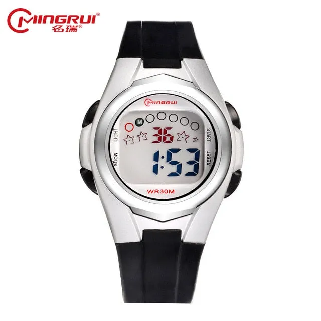 MINGRUI Wrist Watch Children Waterproof Silicone Digital Watch Alarm Luminous LED Sport Watches Students Girl Boy Hour Gift