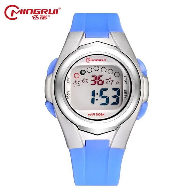 MINGRUI Wrist Watch Children Waterproof Silicone Digital Watch Alarm Luminous LED Sport Watches Students Girl Boy Hour Gift