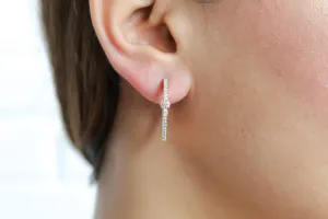 Minimalistic Diagonal Hoop Earrings with Zircon Stones - Gold, Rose Gold, and Black