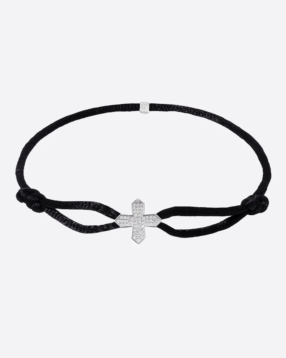 MOISSANITE CROSS CORD BRACELET.