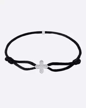 MOISSANITE CROSS CORD BRACELET.
