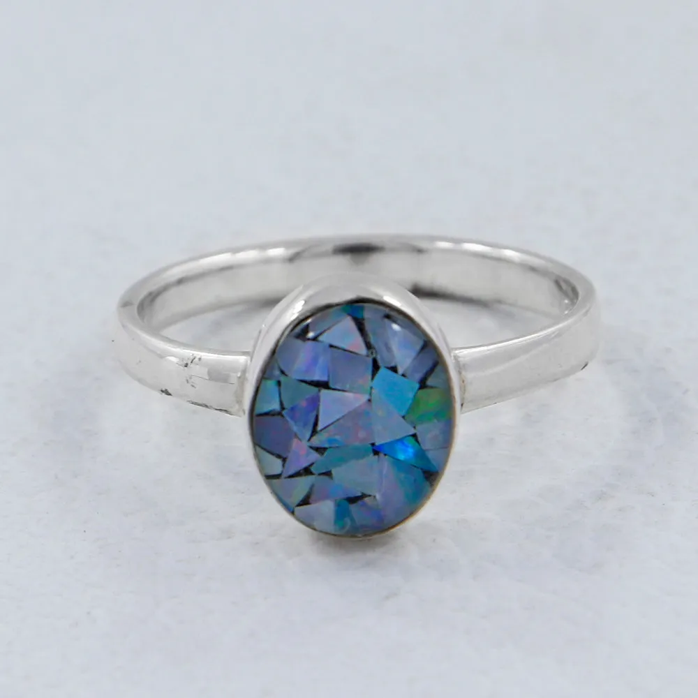 Mosaic Opal Doublet Opal Fine rings