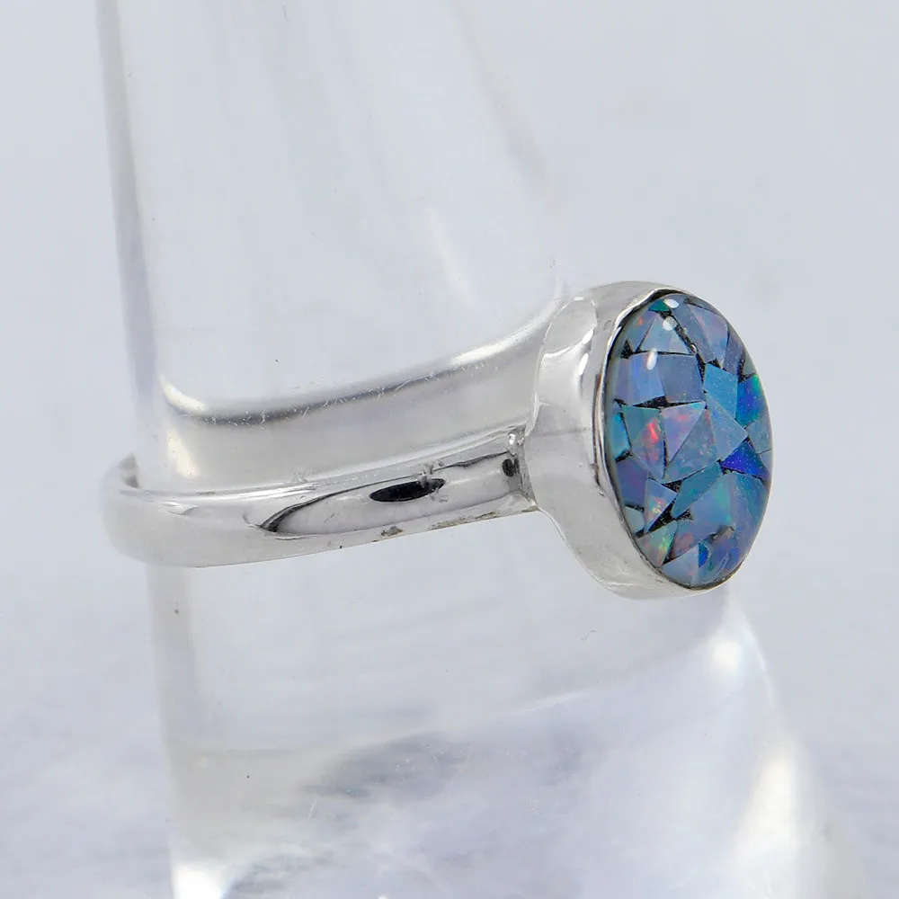Mosaic Opal Doublet Opal Fine rings