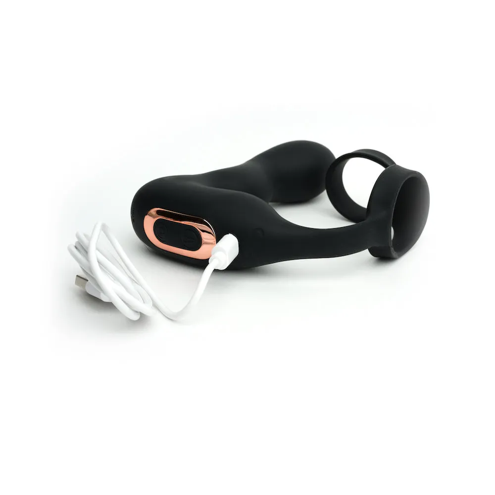 MOTOVibe by Sport Fucker - Magnum Lock - Opblaasbare Vibrerende Buttplug met Cockring - Ass Lock - Zwart