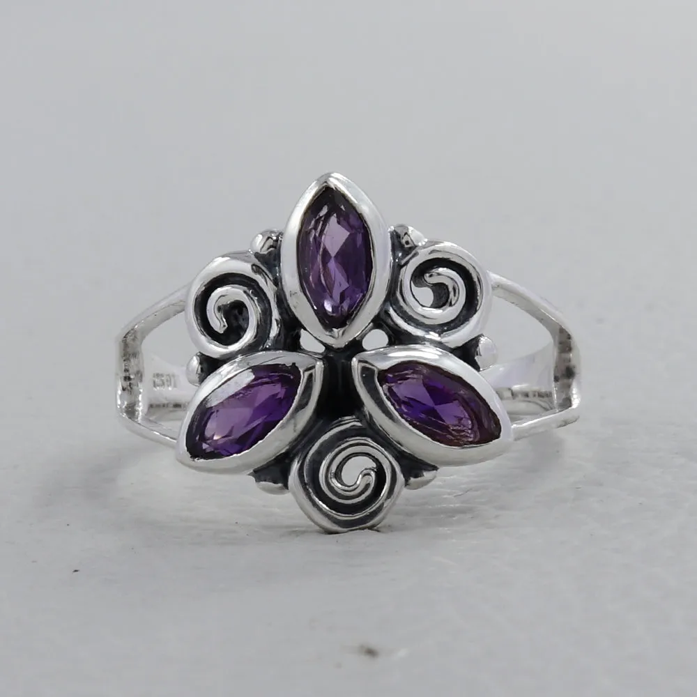 Natural Amethyst Handmade Silver Rings