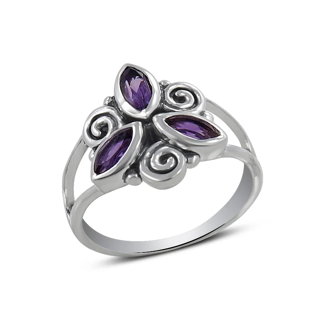 Natural Amethyst Handmade Silver Rings