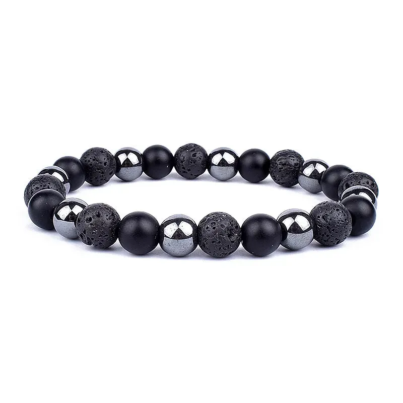 Natural Black Obsidian Hematite Tiger Eye Bead Bracelet