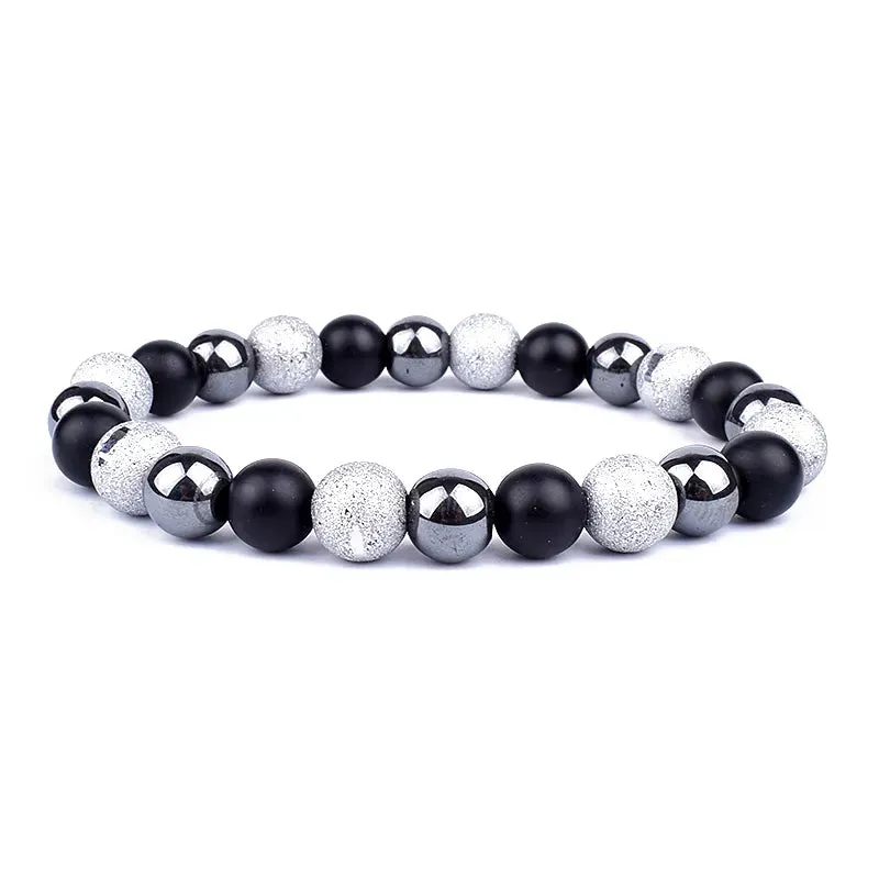 Natural Black Obsidian Hematite Tiger Eye Bead Bracelet
