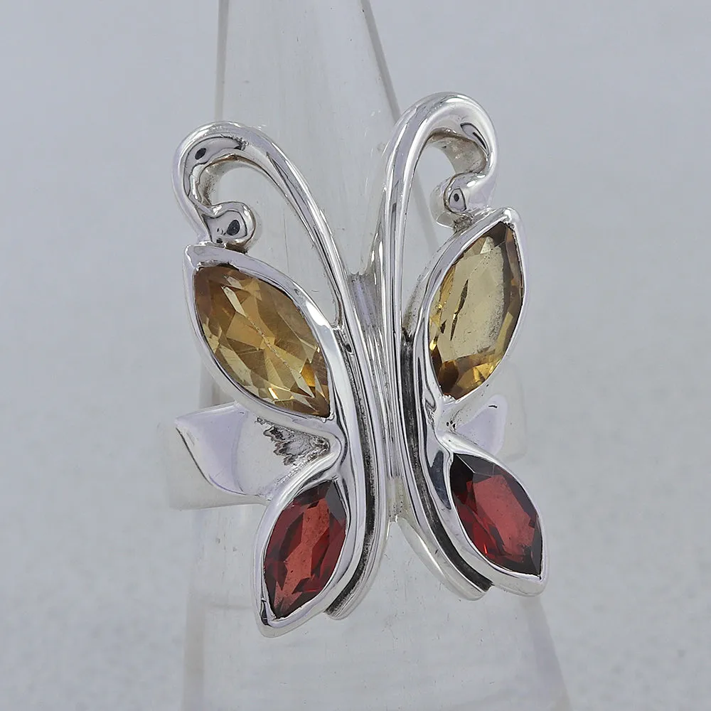 Natural Garnet Silver Rings