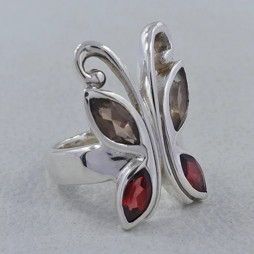 Natural Garnet Silver Rings