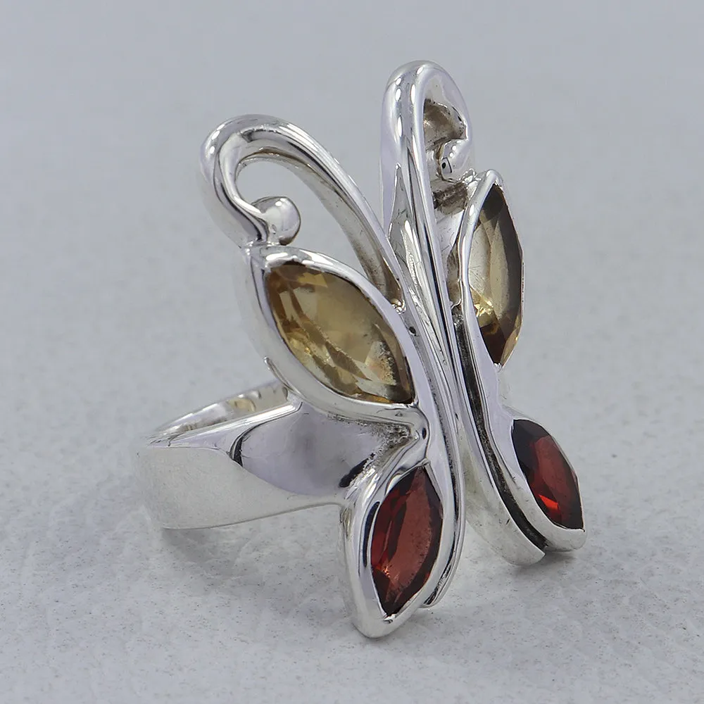 Natural Garnet Silver Rings