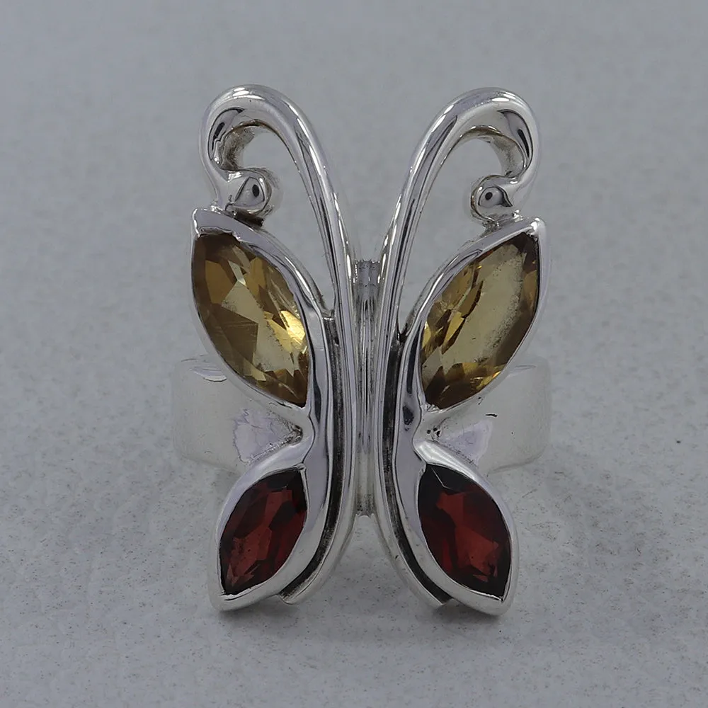 Natural Garnet Silver Rings