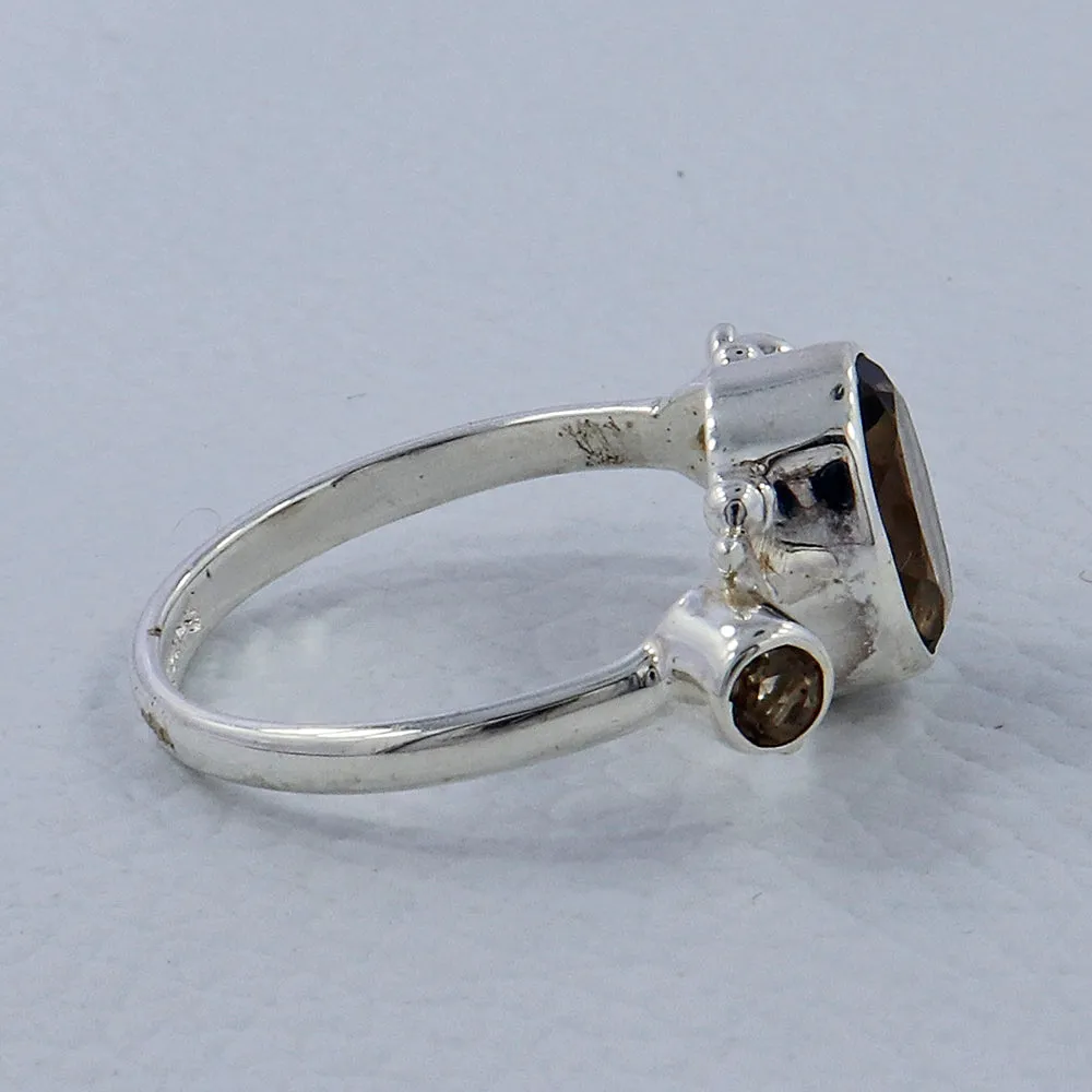 Natural Smoky Quartz Silver Rings