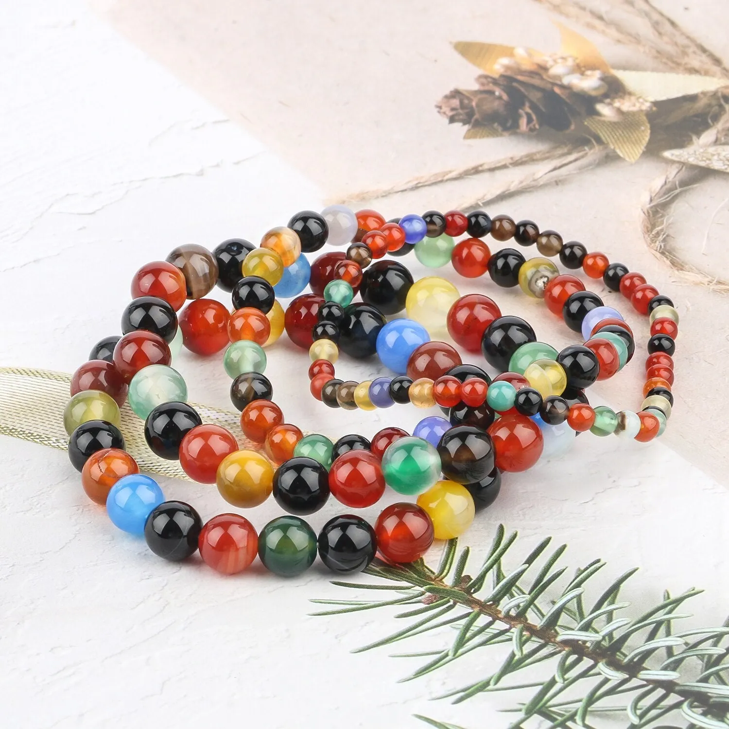 Natural Stone Beads Bracelet Amethysts