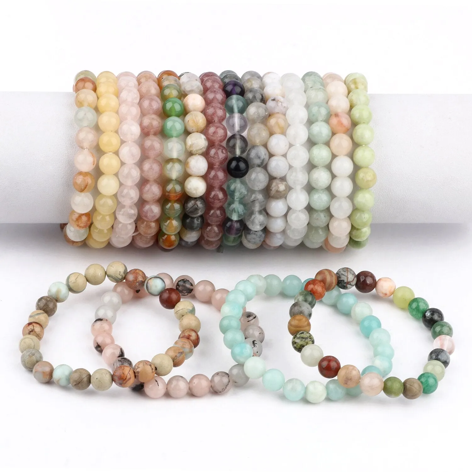 Natural Stone Beads Bracelet Amethysts