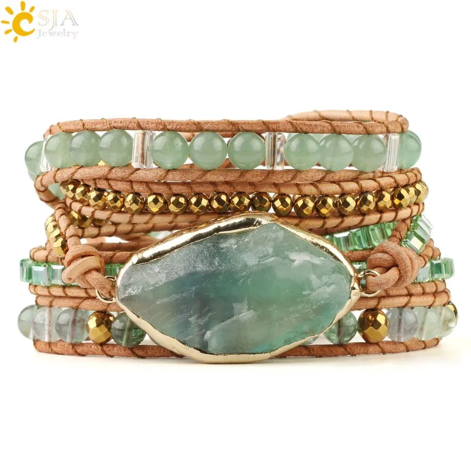 Natural Stone Bracelets Green Fluorite Crystal Aventurine