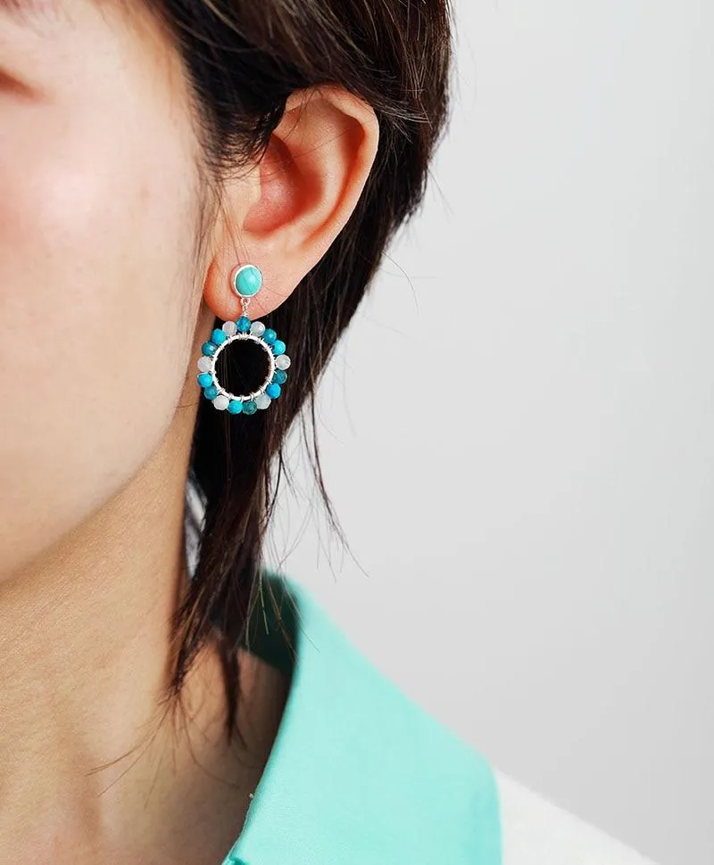 Natural Tourmaline Round Earrings