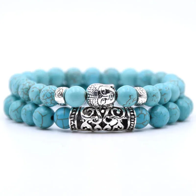 NCRORCN  Men Women Beads Bracelet Beaded Black Lava Stone Prayer Beads Buddha Bracelet sets for Women and Mens Pulseras