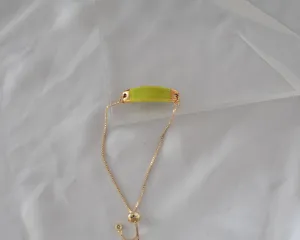 Neon Green and Gold Adjustable Porcelain Bracelet