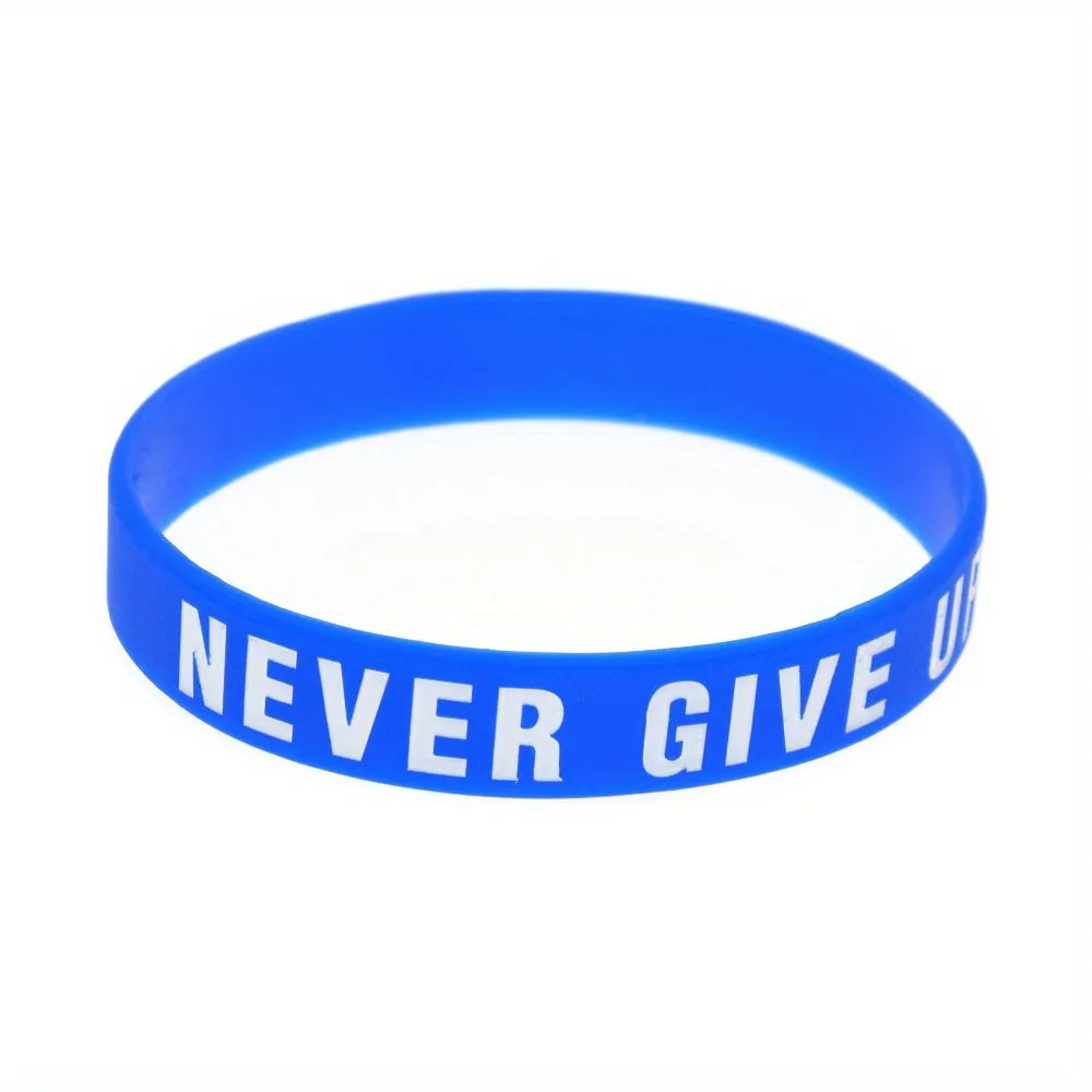 Never Give Up Motivational Silicone Bracelets Rubber Band Sports Wristbands